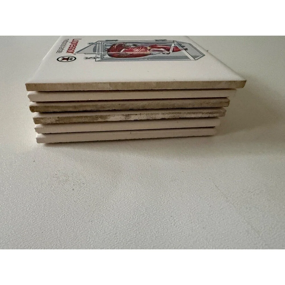 Vintage Lopressor Metoprolol Ceramic Coaster Cork Backing Set of 6 Drug Insert